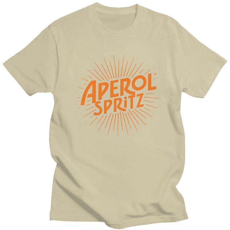 T-shirt da uomo a maniche corte in puro cotone, T-shirt casual, Top Streetwear, T-shirt, Cocktail personalizzato, Drink all'arancia, Spritz, Aperol