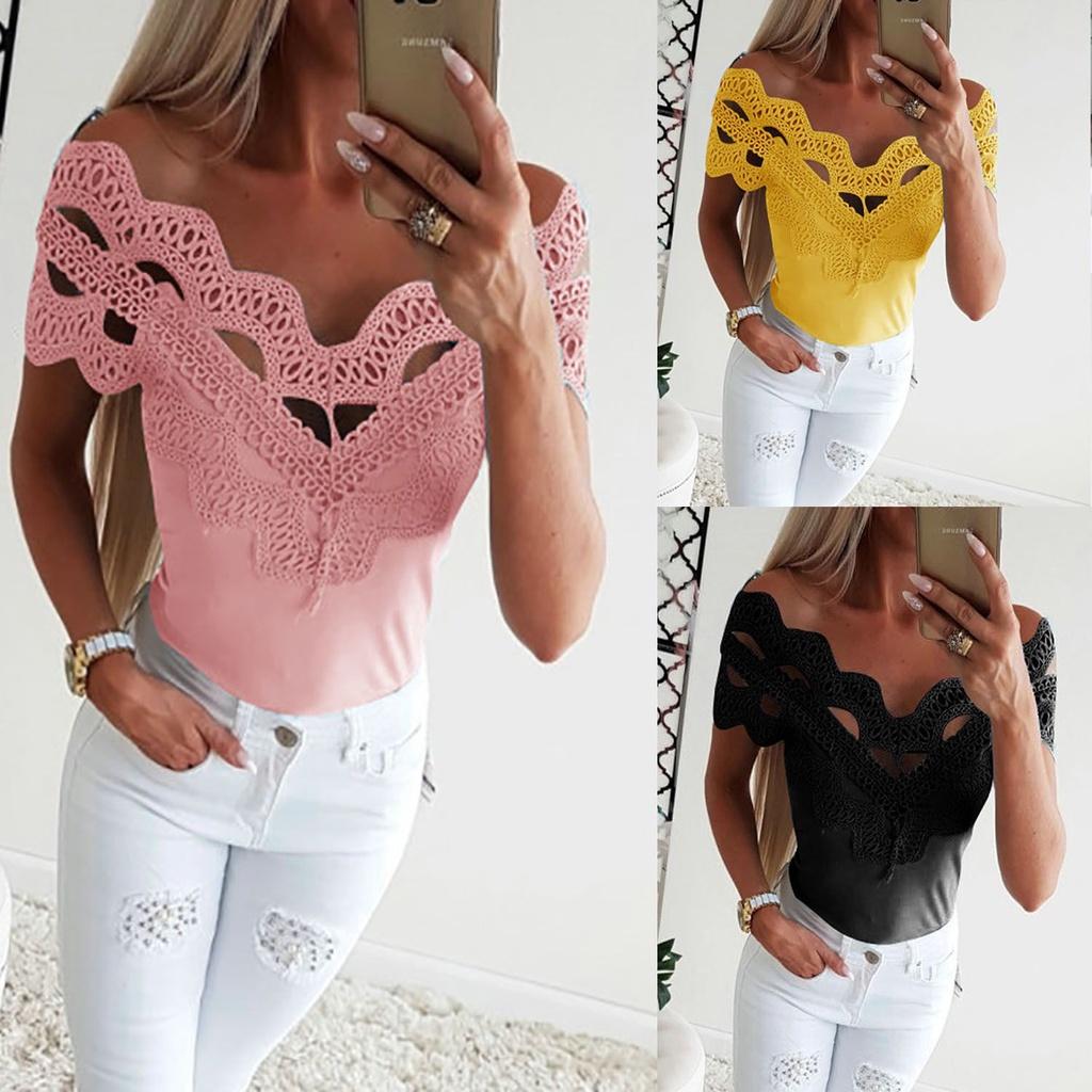 Hochwertige Damen Kurzarm Spitzen T-Shirts für mühelosen Sommerstil