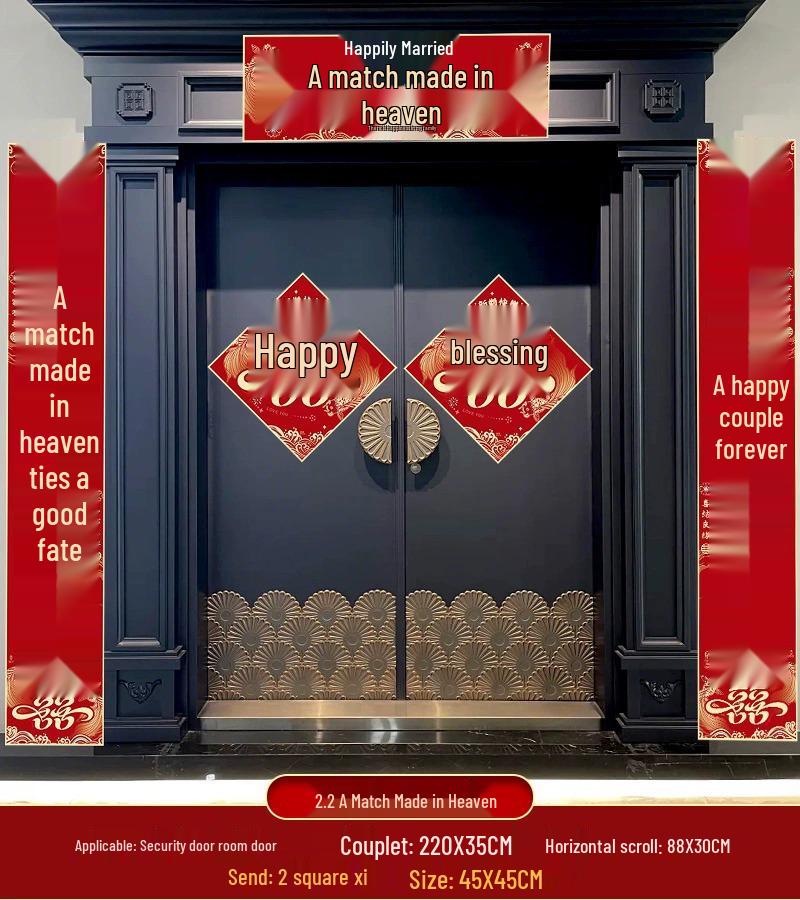 Brudgums lantliga bröllop Glada kupletter & Brudens ankomst Dörr Dubbel lycka Dekorationer