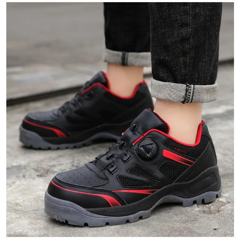 

Men s Waterproof Leather Outdoor Hiking Non-slip Work Shoes for Weather Lightweight Sneakers 45 червоний