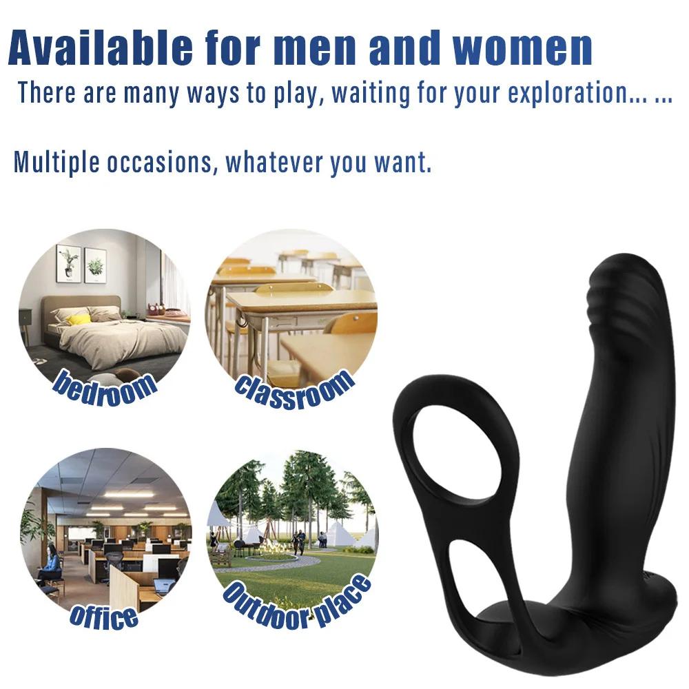 3-IN-1 Draadloze Controle Verwarmende Schommelende Vibrator Dildo Dubbele Penis Ring Mannen Prostaat Massager Volwassen Seks Speelgoed Koppels Masturbator 10 Vibratiestanden