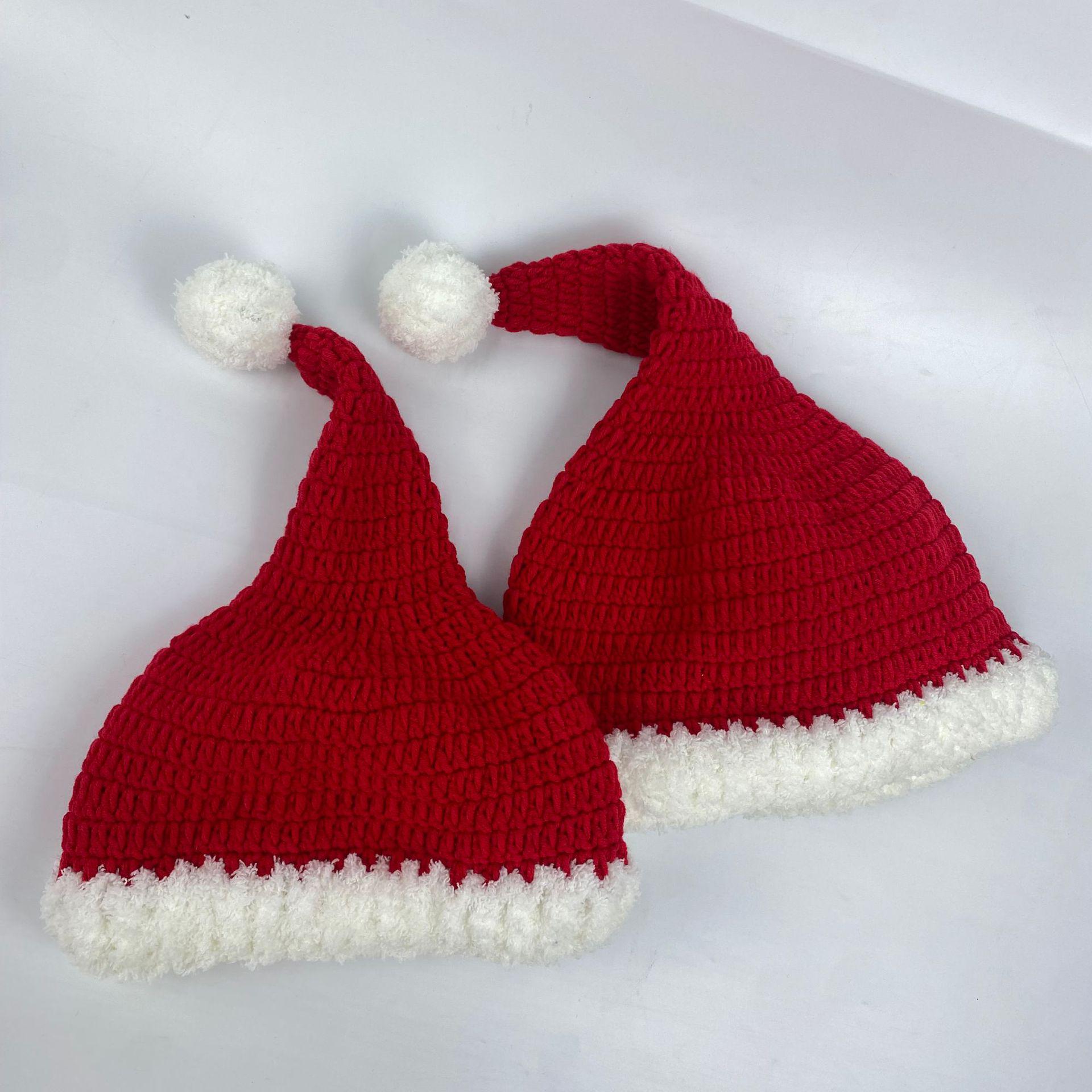 

Cross-Border Parent-Child Christmas Knit Wool Pom-Pom Hat with Cartoon Design Child красный