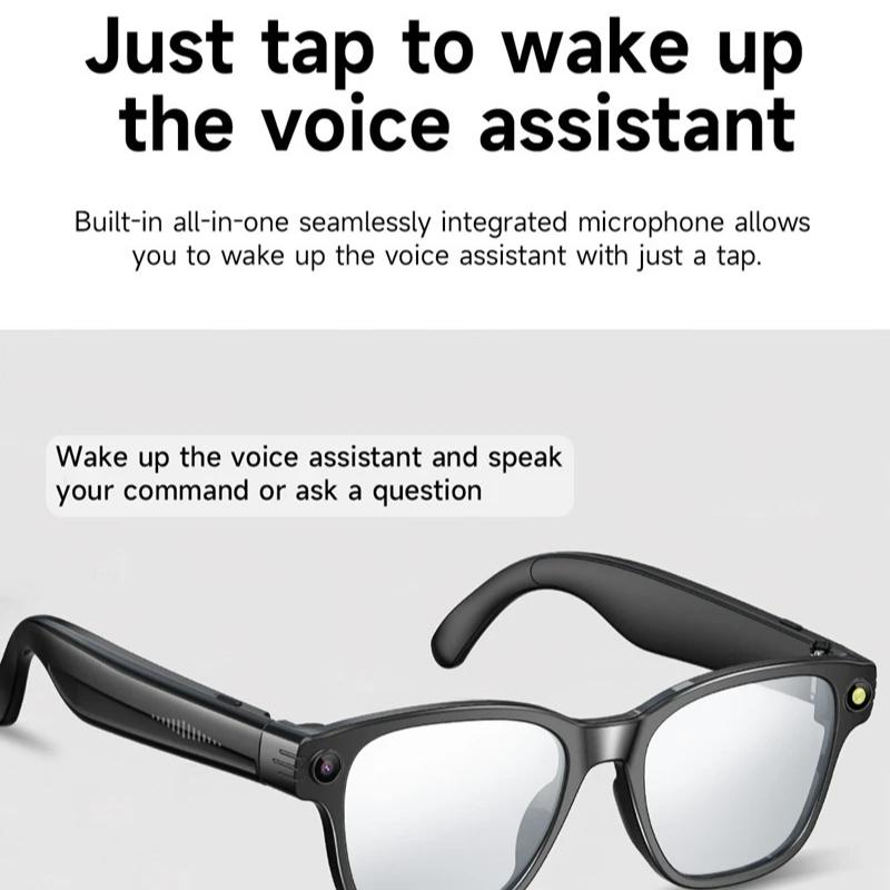Smart Glasses 1200P HD Photo Video Recording 800W Camera AI Voice ChatGPT Glasses Bluetooth Call Music Player Wearable Multifunctional Sport Sunglass