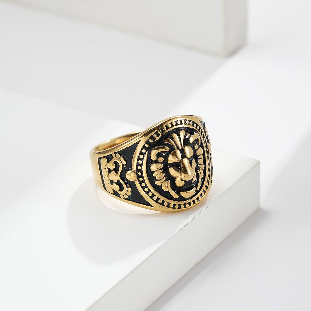 European and American Style Lion Head Stainless Steel Mens Ring Retro Lion Style Domineering Jewelry