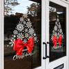 Large Christmas Window Sticker with Red Bow and Snowflakes, Holiday Party Decoration Atmosphere Arrangement Home Decoration