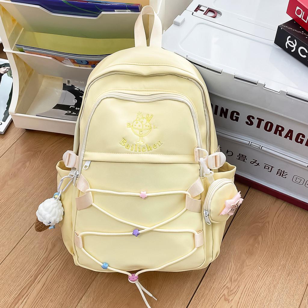 Natureinspired Nylon Backpack With Drawstrings And Geometric Pattern For Teens