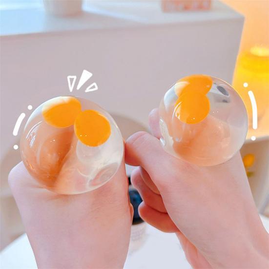 1/2Pcs Stress Relief Yolk Fidget Toy Cartoon Pig Bunny Watermelon Double-yolked Egg Squeeze Sensory Toy Hand Exercise Relaxation Stress Ball