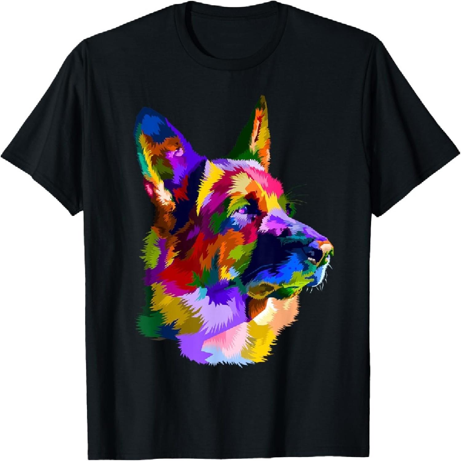 Портрет немецкой овчарки в стиле поп-арт для владельцев собак Футболка S