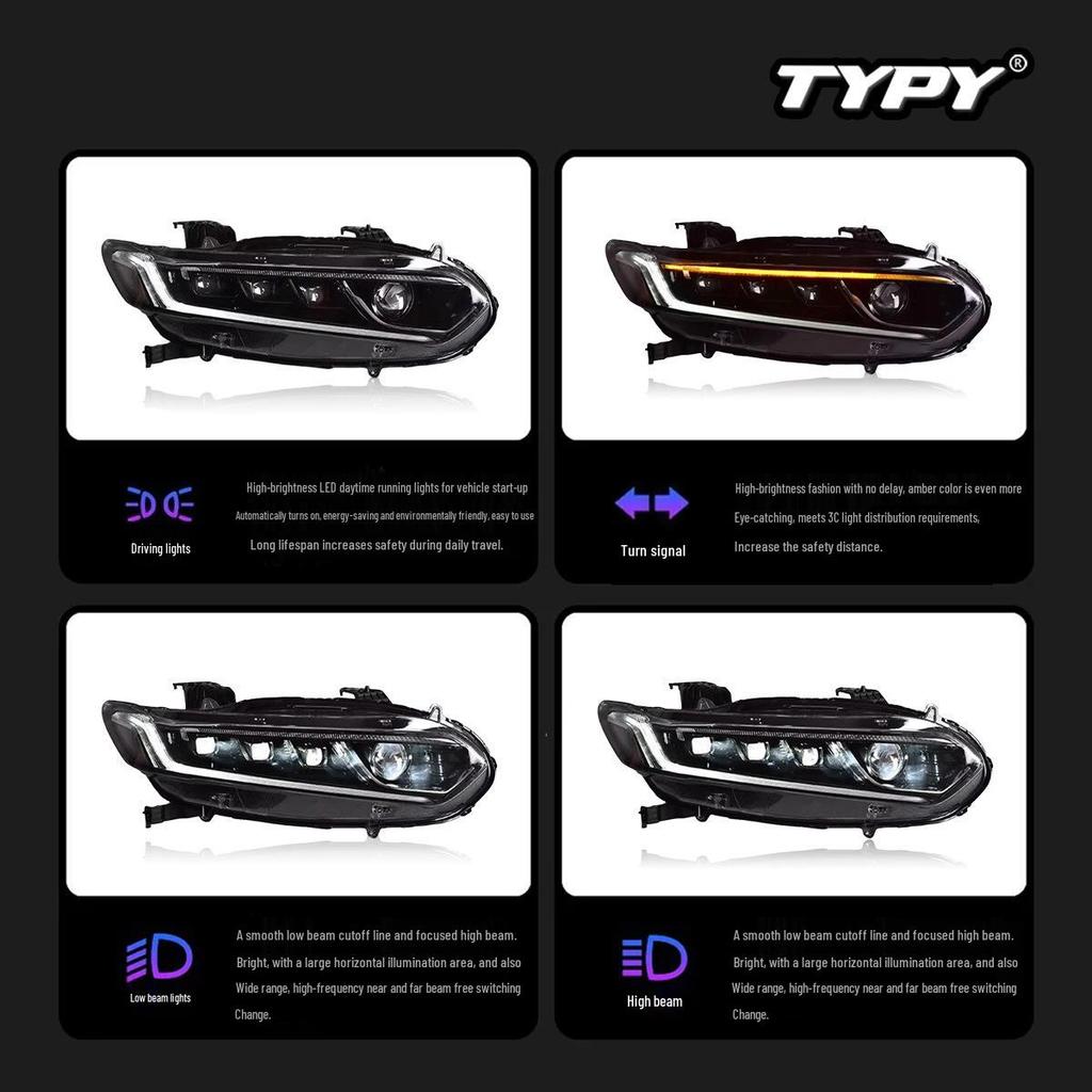 18-22 Gen 10 Honda Accord LED Headlight Assembly with Projector, DRL & Sequential Turn Signals