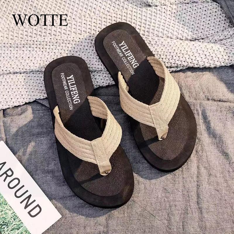 WOTTE Flip Flops Men Bath Beach Sandals Slippers for Men Flats chaussure homme Non-slip Shoes Male Men Sandals Indoor&Outdoor