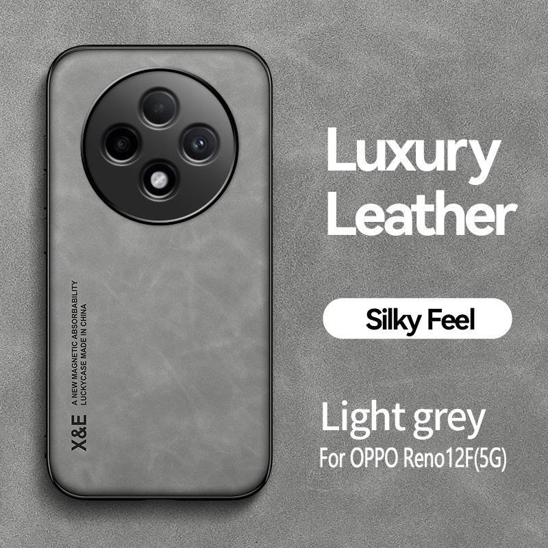 Funda For OPPO Reno12F 5G Case Shockproof Silicone Leather Magnetic Holder Coque For OPPO Reno12 F Reno 12F 12 F 5G Back Cover