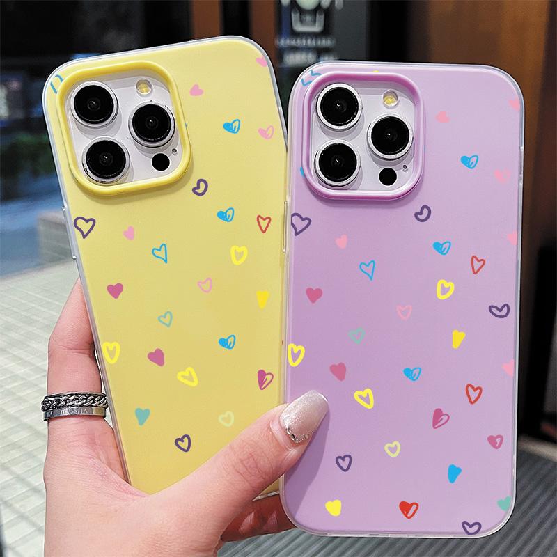 Matte Frosted Skin Feel Casing PC+TPU 2in1 Heart Shape Patterned Printed Protective Cover Soft Back Case for iPhone 17
