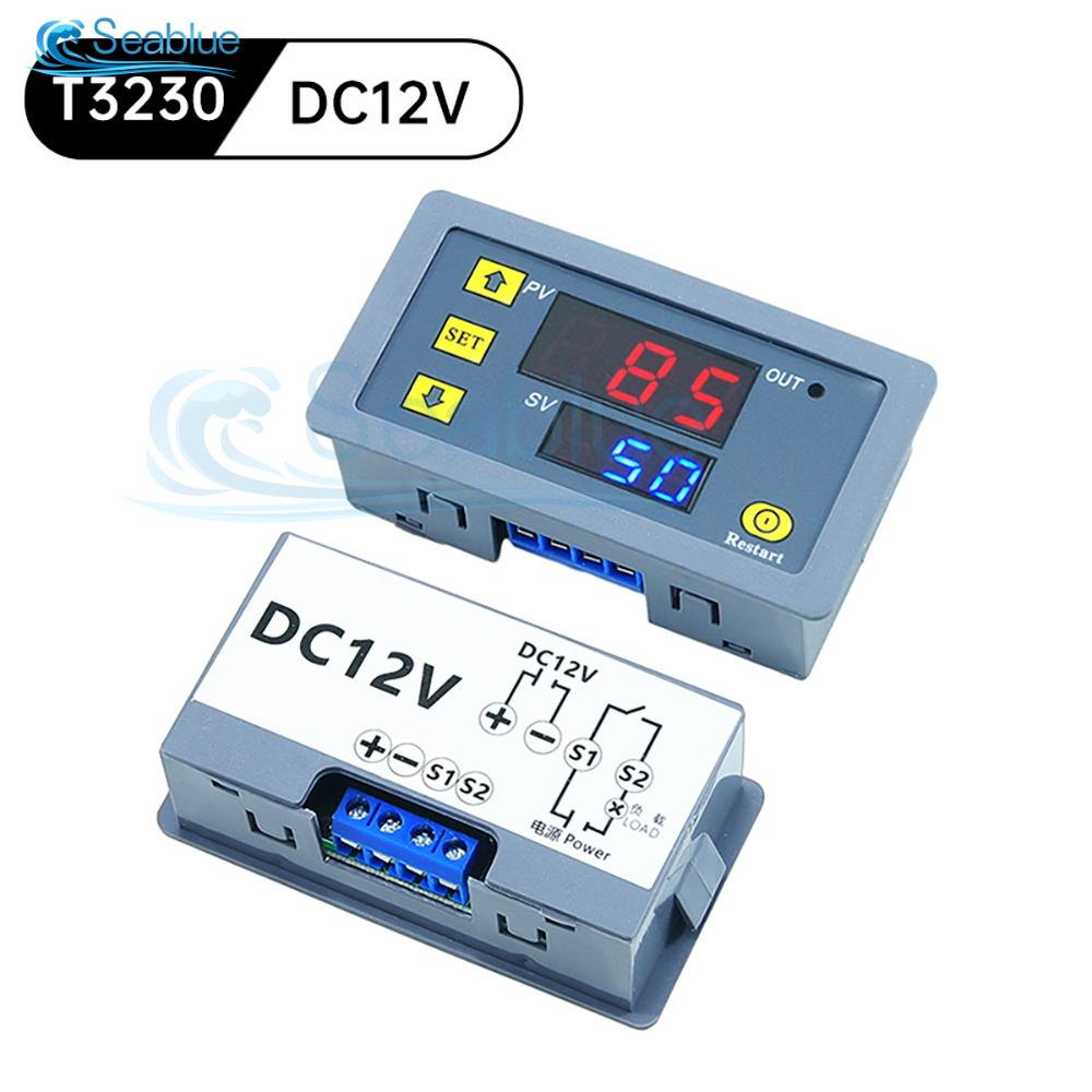T3230 AC 110V 220V DC 12/24V Digital Time Delay Relay LED Display Cycle Timer Control Switch Adjustable Timing Relay Time Switch