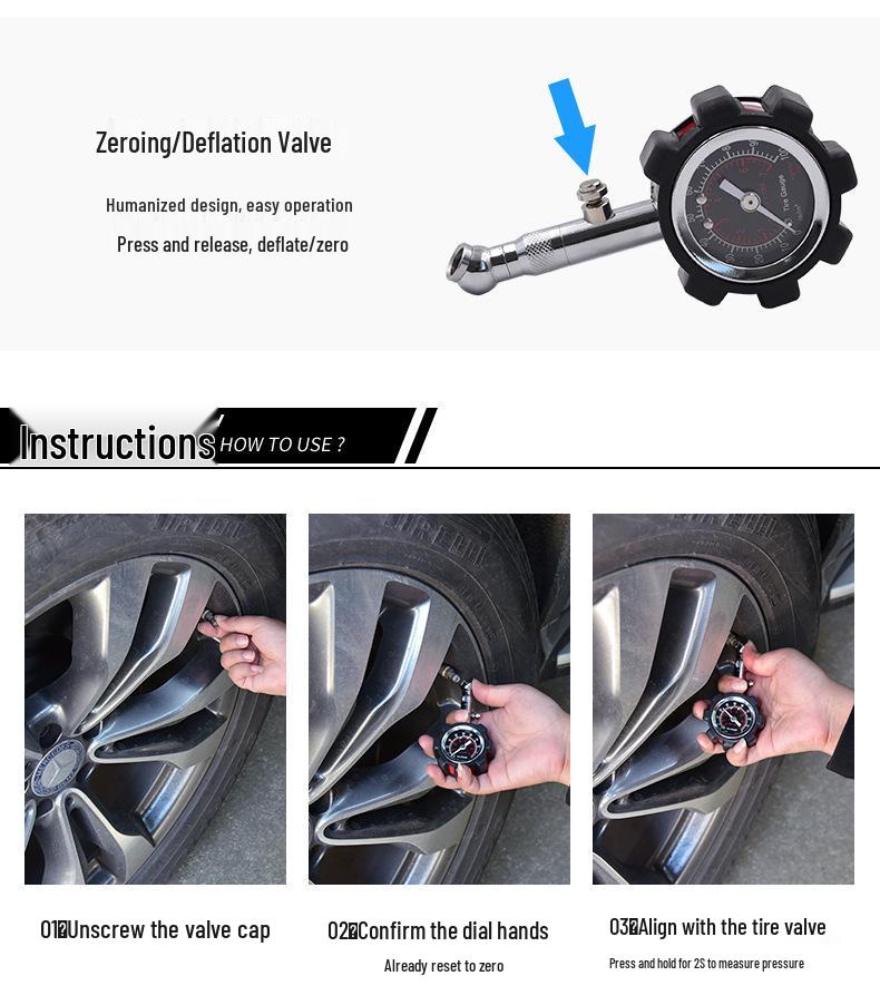 Shockproof High-Precision Mechanical Tire Pressure Gauge
