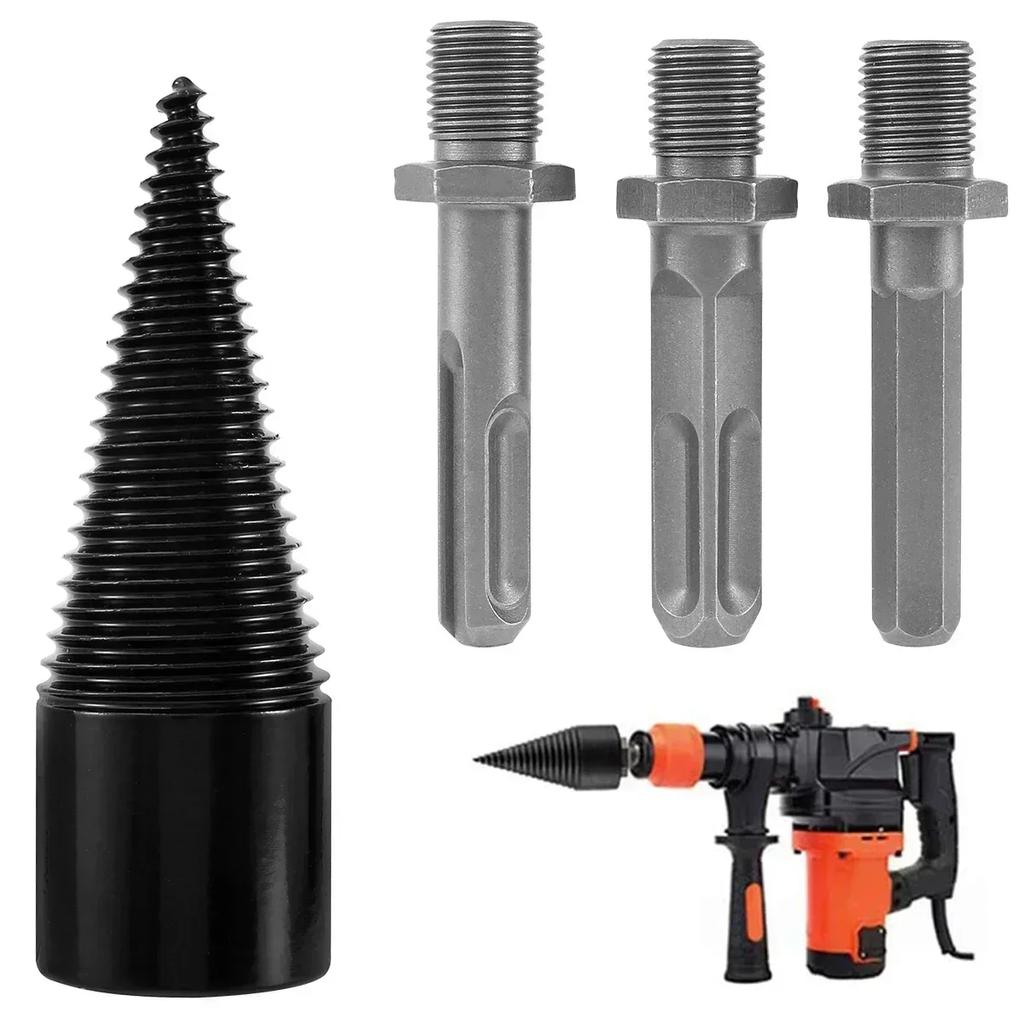 Wood Splitting Drill Bit High Carbon Steel Firewood Log Splitter Drill Bit Wood Punch Cone Driver Drill Bit Woodworking Tool