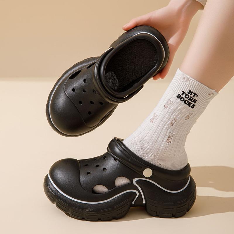 

Новые женские симпатичные туфли на платформе с отверстиями, нескользящие, дышащие, мягкие, легкие, босоножки, тапочки, гавайские, бохо, пляжные, повседневные, удобные тапочки 39-40 чёрный