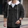 Men's Single Breasted Hooded Outerwear Autumn Long Sleeve Jacket Fashion Pocket Loose Cardigan Coat