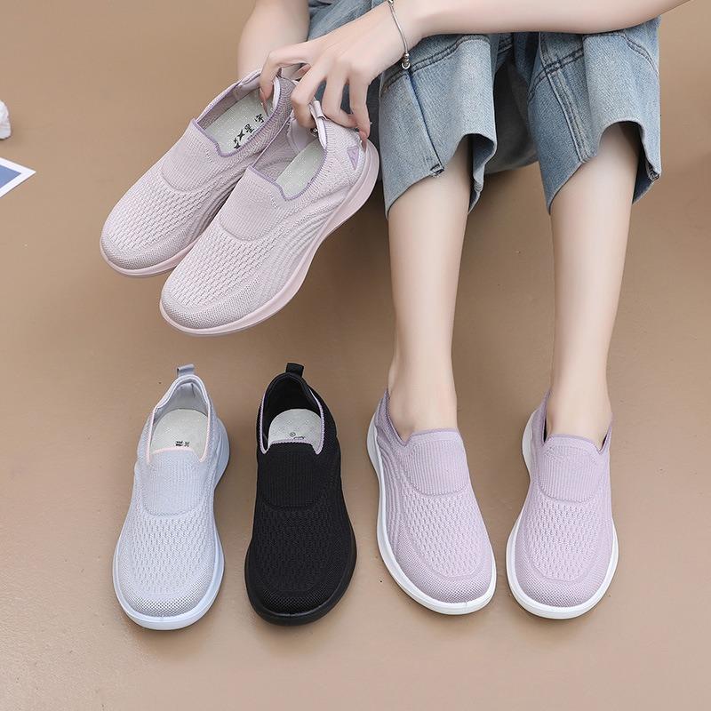Shoes Women's Spring and Autumn New Women's Shoes Casual Walking Shoes One Pedal Soft-soled Mom Shoes Fashion Sneakers Women