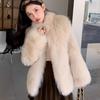 European and American stand-up collar imitation fur jacket short fashion imitation fox fur top plush women's winter clothing fashionable and simple