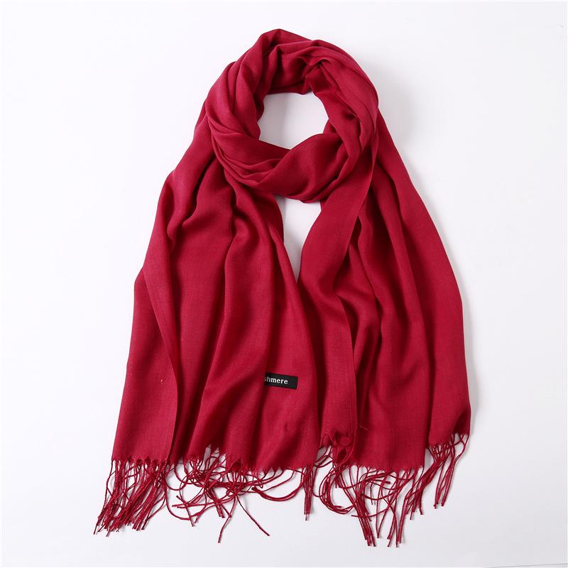 Women's Solid Color Faux Cashmere Scarf, Lightweight Shawl for Spring/Summer & Warm Autumn/Winter Malaysian Headscarf.
