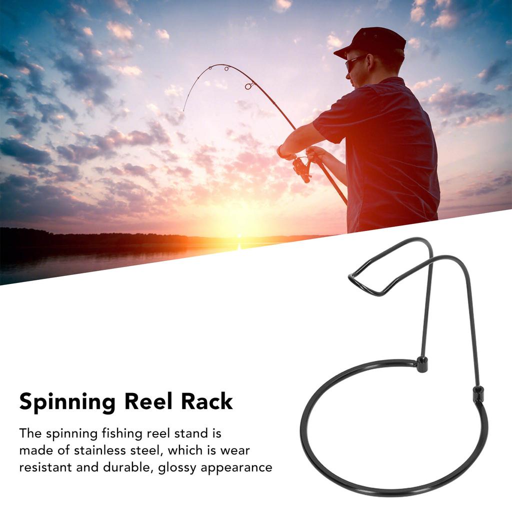   Reel Rack Stainless Steel Short Type U Shaped Upper Frame Round Base Lightweight Detachable Fishing Gear Stand
