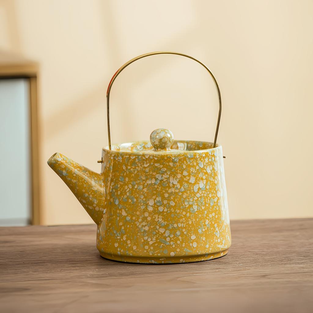 Ceramic Teapot with Side Handle Retro Japanese Style Kungfu Xishi Glaze Home Brewing Tea Set
