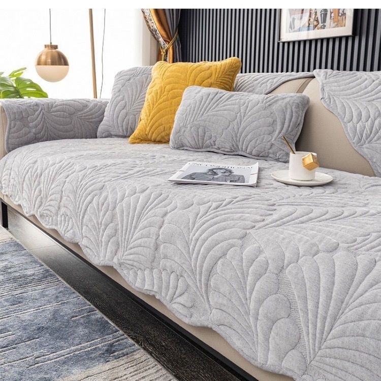 Plantain Leaf Chenille Sofa Cushion Four Seasons With Non-Slip Light Luxury Simple Living Room Seat Cushion Backrest Towel  Can Be Labeled