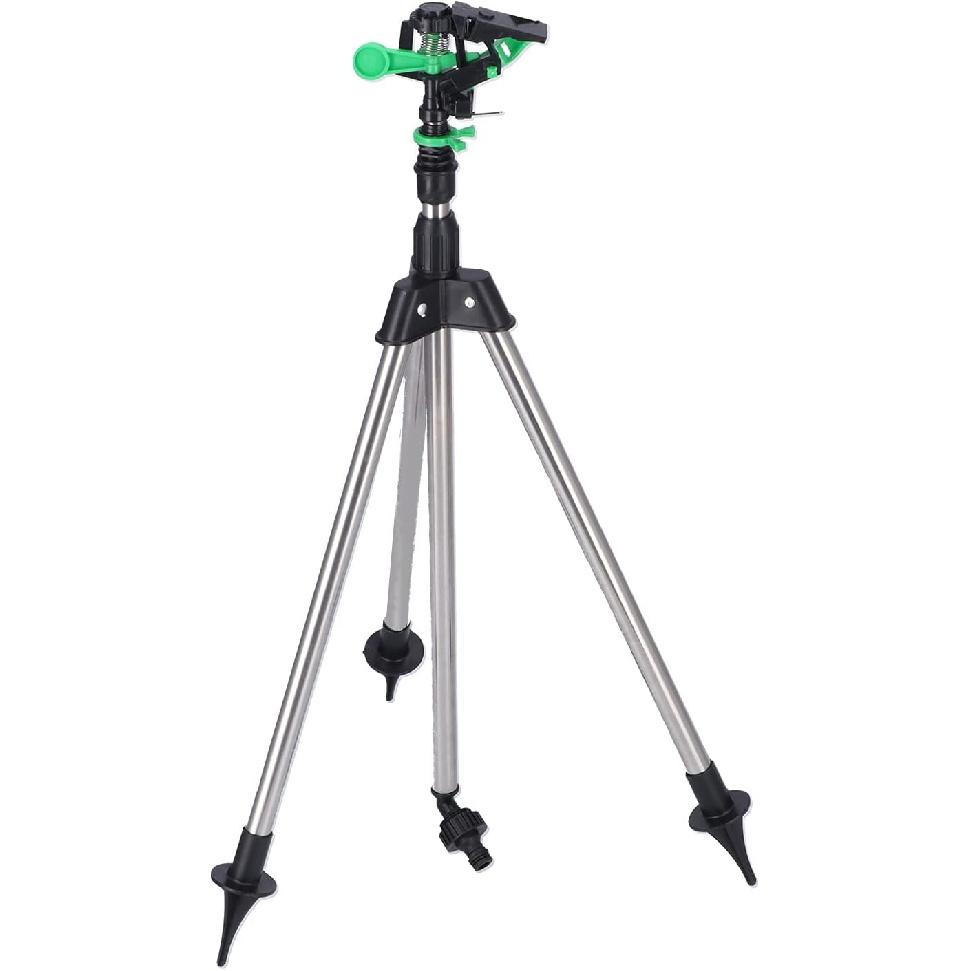 EVTSCAN 360 Degree Automatic Rotating Garden Water Impact Sprinkler G1/2, with Adjustable Tripod, Large Coverage Area, Auto Irrigation System for