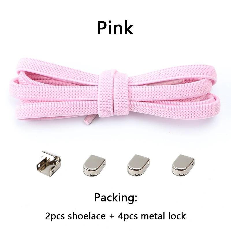 1 Pair Flat Shoe Laces For Sneakers Elastic Shoelaces Without Ties Press The Metal Lock Lazy Shoes Lace Rubber Band Accessories