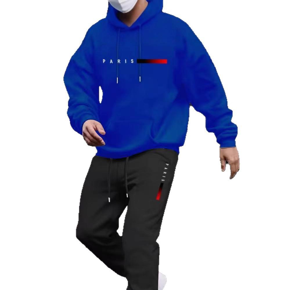 2025 Men's Pullover Hoodie and Jogger Set with Printed Logo