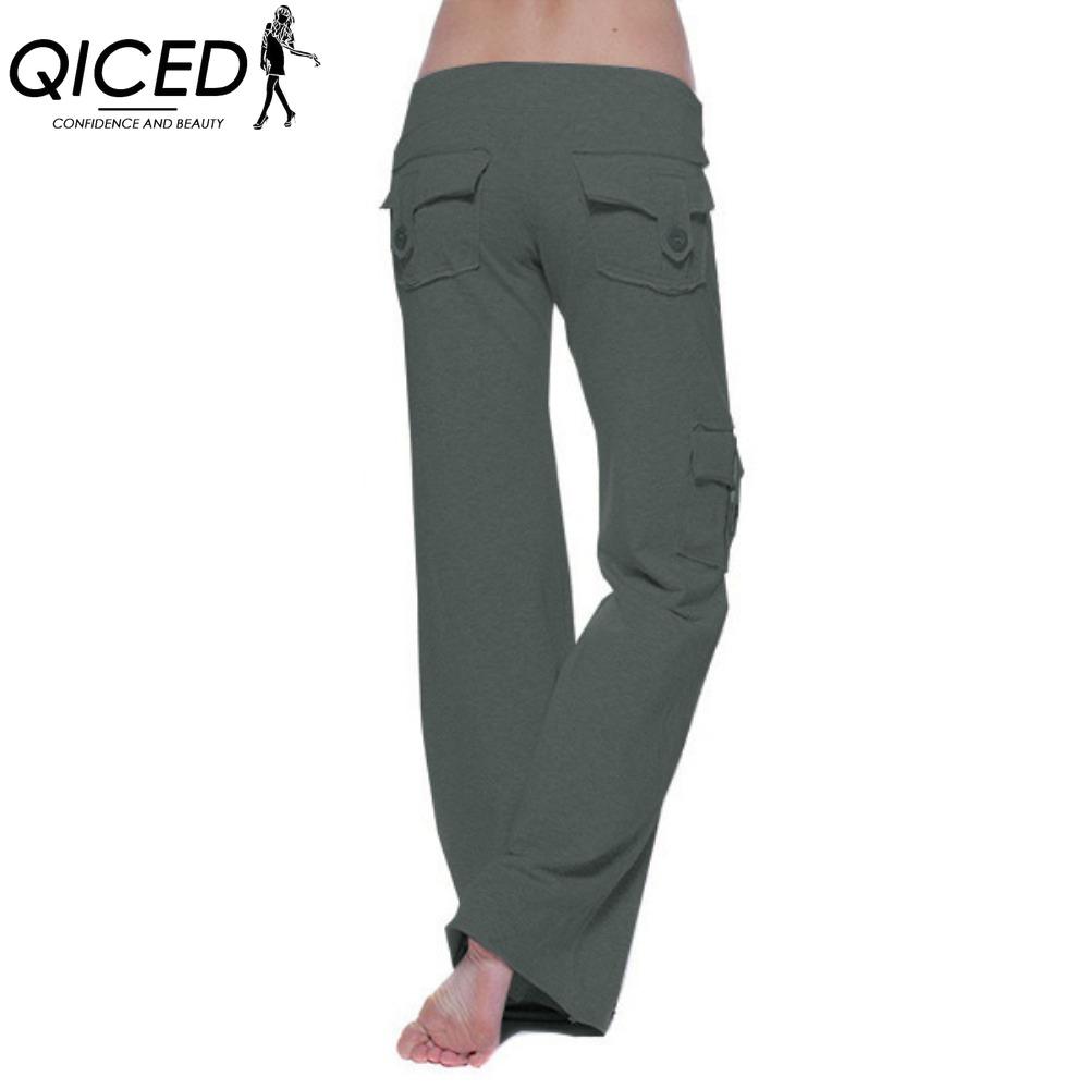 QICED Women's Fashion Casual Solid Color Print Pants & Capris