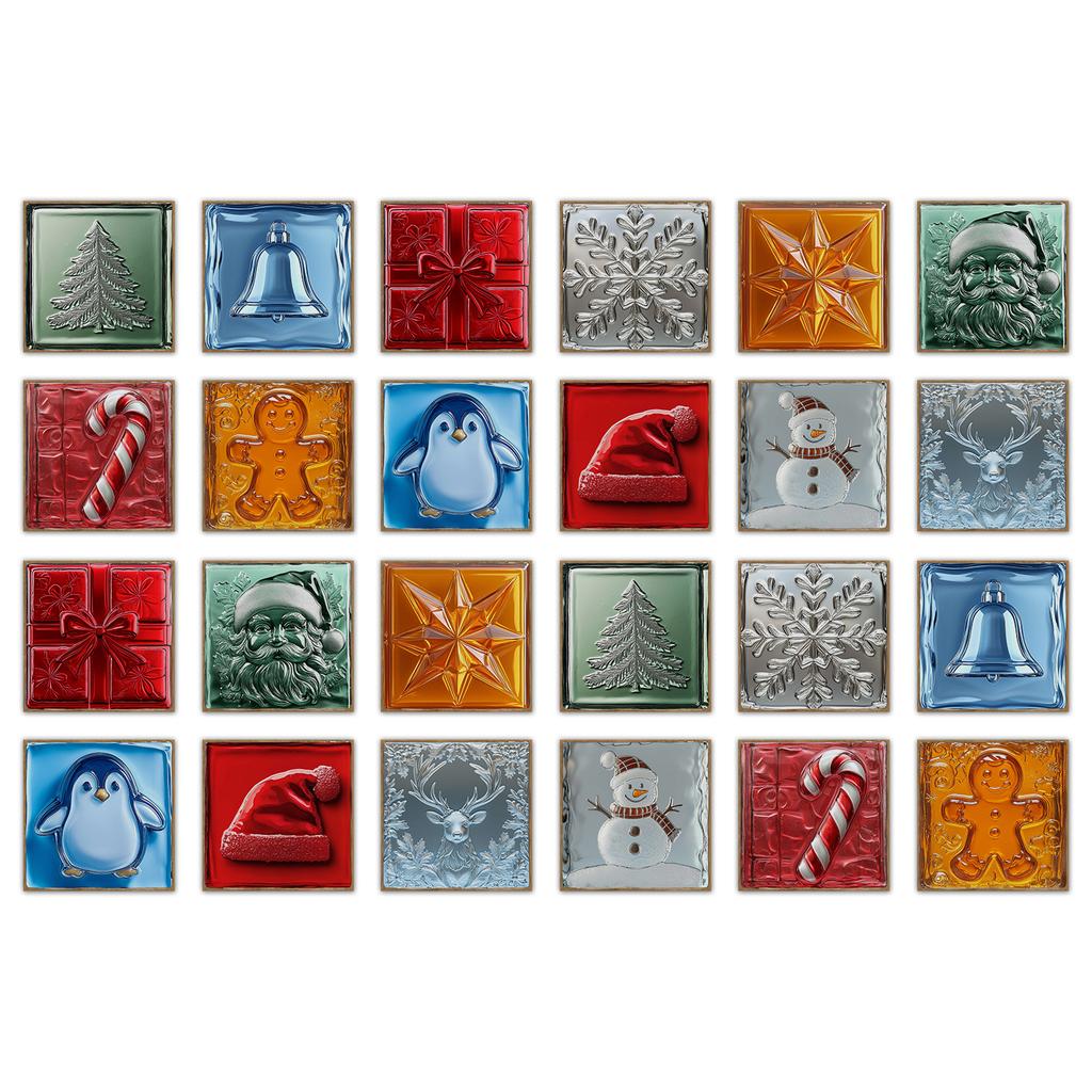 24pz Elementi Natalizi Classici Vintage Adesivi Piastrelle Ceramiche Bagno Cucina Soggiorno Autoadesivi Decorativi