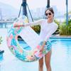 U-shaped Inflatable Toys Swimming Lounge Chaie Rainforest Flamingo Floating Sofa Summer Pool Water Toys with Cup Holders Handle