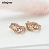 SIMJOO Modne Kolczyki Cyrkoniowe dla Kobiet Kolor Różowego Złota Puste Kryształowe