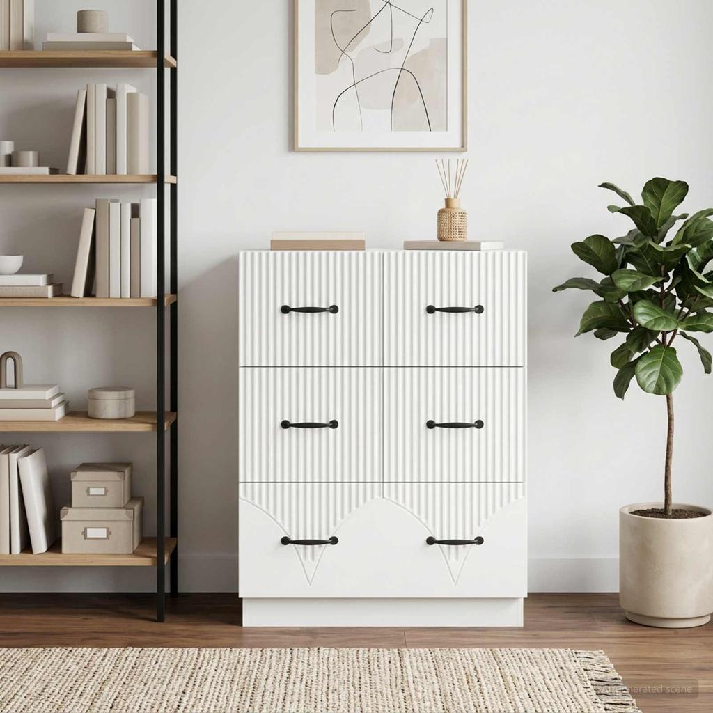 White Drawer Cabinet 66 x 34.5 x 87 cm Particleboard