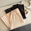 Spring Autumn Preppy Style Elegant Fashion Pleated Skirt Women Elastic Waist Solid Temperament All-match Skirts