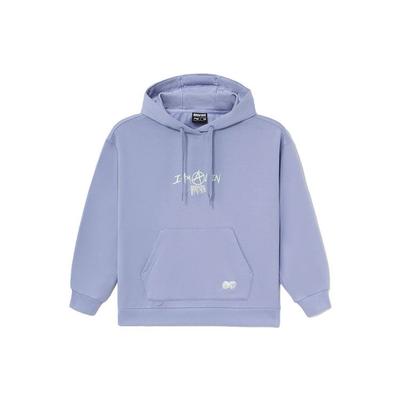 Li-Ning Badfive Sports Série Basketball Sweat à capuche ample imprimé pour femmes Hauts Cyan Violet AWDS152-3