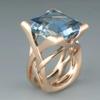 Blue Zircon Luxury Square Ring - European & American Creative Design