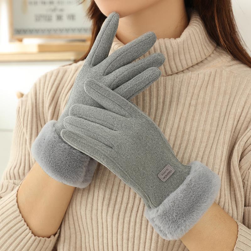 

Теплые перчатки женские немецкие бархатные перчатки уличные бархатные утолщенные ветрозащитные перчатки для сенсорных экранов из оленьей кожи бархатные перчатки
