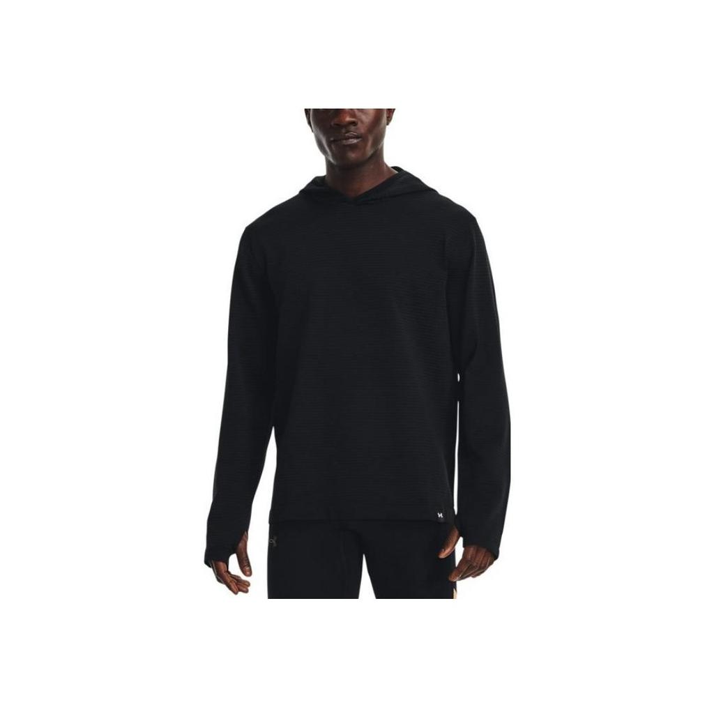 Under Armour Solid Color Printed Thumb Hole Design Slim Fit Hooded Running Long Sleeve T-Shirt Men Tops Black 1375075-001