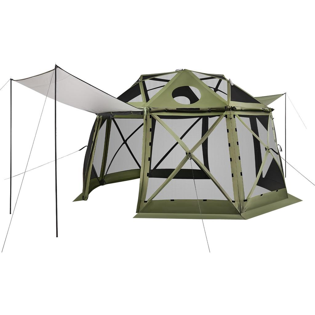 Pop up Gazebo Screen Tent, 3.96 x 3.96 m, 13-Sided Spherical Camping Canopy Tent with Removable Top & Carry Bag, Quick-Set & Bite-Proof, Screen House