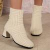 Fashion Booties Women Fall Winter 2025 New Knit Pointed Toe High Heel Stretch Wool Vintage Skinny Sock Boots