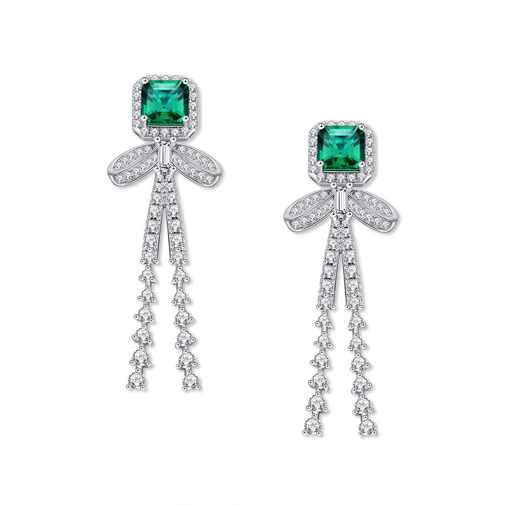 Gica Gema Emerald Earrings With Diamond 925 Sterling Silver Unique Design Romantic Fine Earrings Jewelry Wedding Party Gifts New Trend 40mm