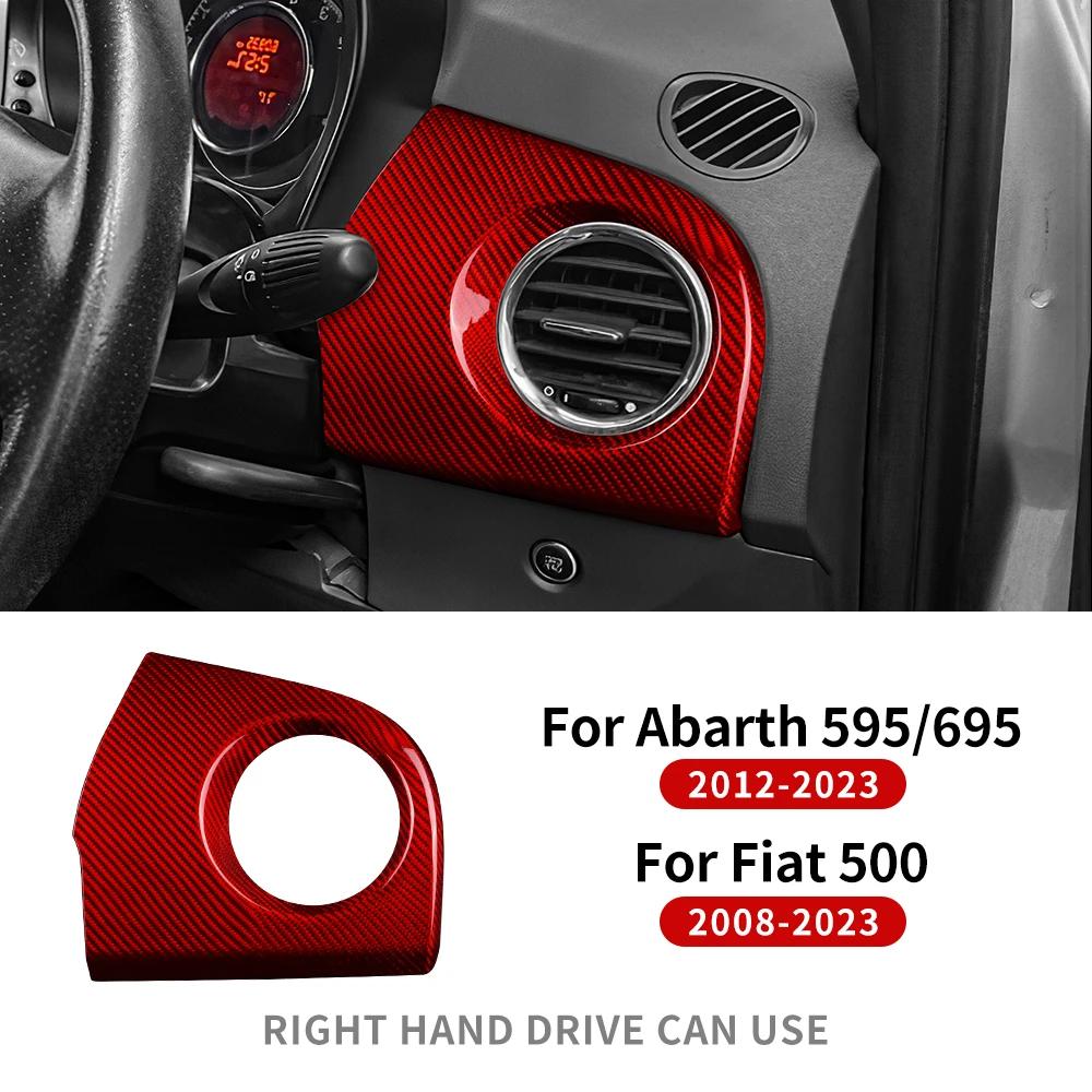 Für Fiat 500 2008-2023 Abarth 595 695 2012-2021 2022 2023 Echter Hart-Kohlefaser-Aufkleber Rechtslenker Auto Fahrerseite Lüftungsdüsen-Panel