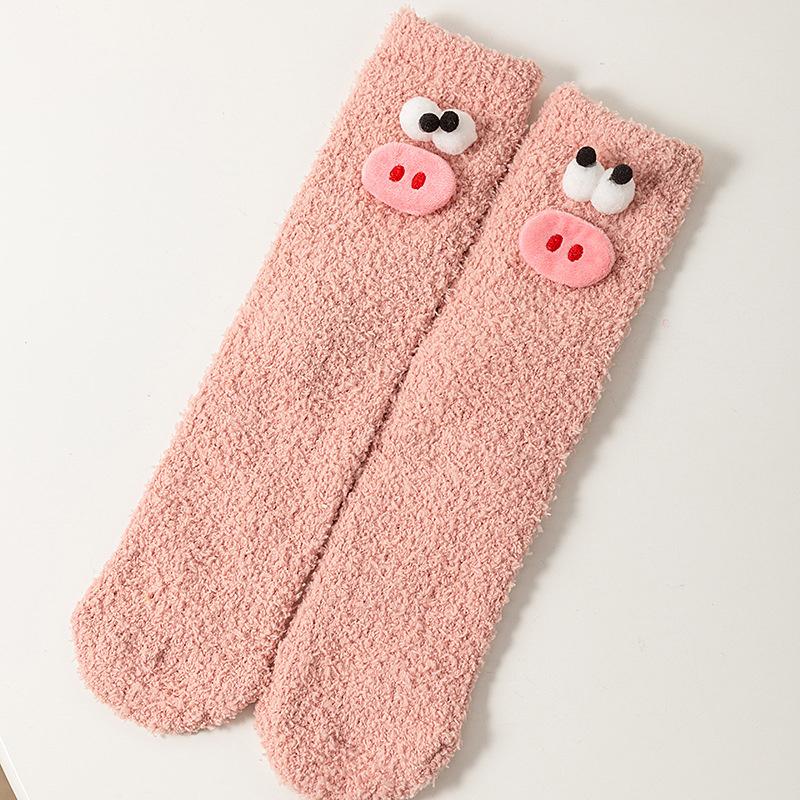 

Crazy Big Mouth Monster Furry Socks Kawaii Winter For Woman Cartoon Non-Slip Floor Thickened Coral Fleece Socks Funny Gifts