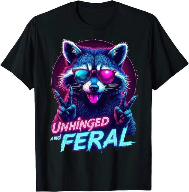 Cyberpunk Raccoon Unhinged Feral Vaporwave Aesthetic Graphic T Shirt S
