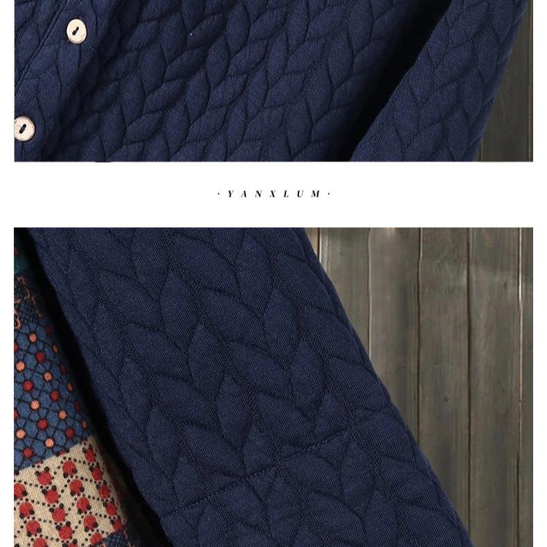 Baumwolljacke für Damen im Ethno-Stil, beliebte Herbst- und Winterjacke mit warmem Dünnschliff, lässiger Mantel