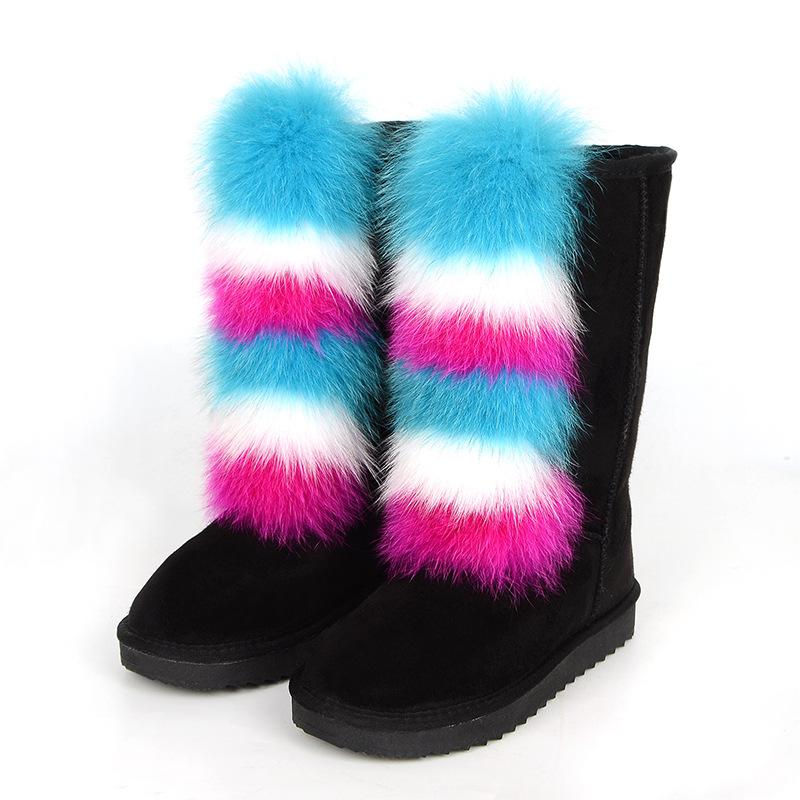 2025 Mao Mao boots children winter thick-soled high-heeled warm-fitting medium tube snow boots boots wear high-top fox hair