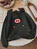 Children's new autumn/winter cartoon pig pattern long-sleeved hooded sweatshirt, soft and comfortable for everyday wear.