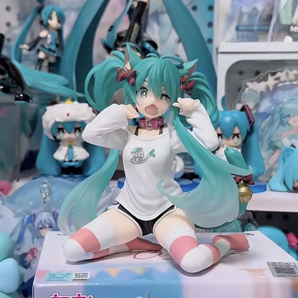 Hatsune Miku Desktop Cute Actionfigur 11cm Neko T-Shirt Ver. Anime Figur Kawaii Mädchen Modell Spielzeug Geschenk